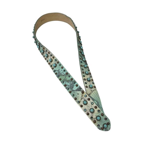 Streets Ahead Snakeskin Embossed Turquoise Studded Belt Size Medium main image 6